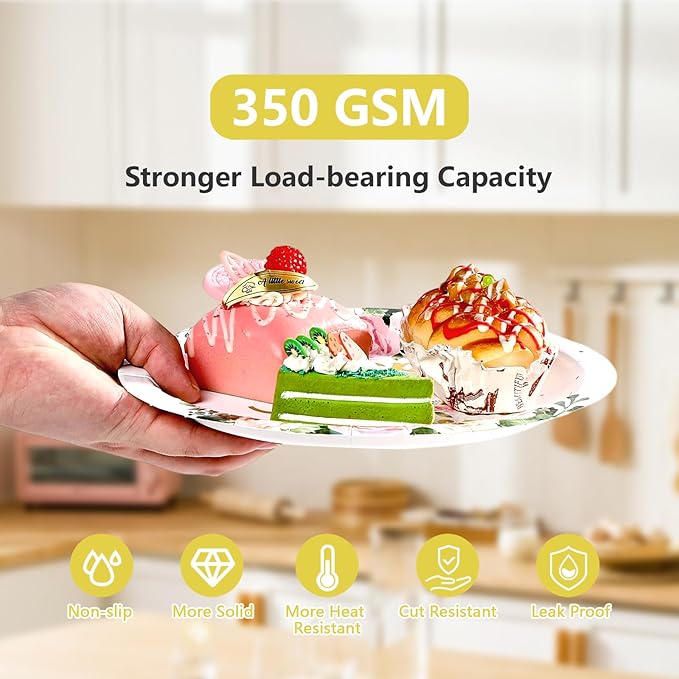 96 Pcs 50th Anniversary Decorations Pink Floral Happy 50th Anniversary Plates and Napkins Disposable Golden Wedding Tableware Set for Wedding 50 Years Loved Party Supplies Serves 24