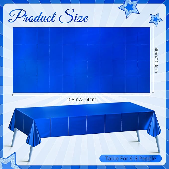 2 pcs Lake Blue Tablecloth Plastic -Stunning Metallic Matte Finish, 40" x 108" Baby Shower Blue Table Cloth, Perfect for Christmas Winter Birthday Party Wedding Grad Decorations