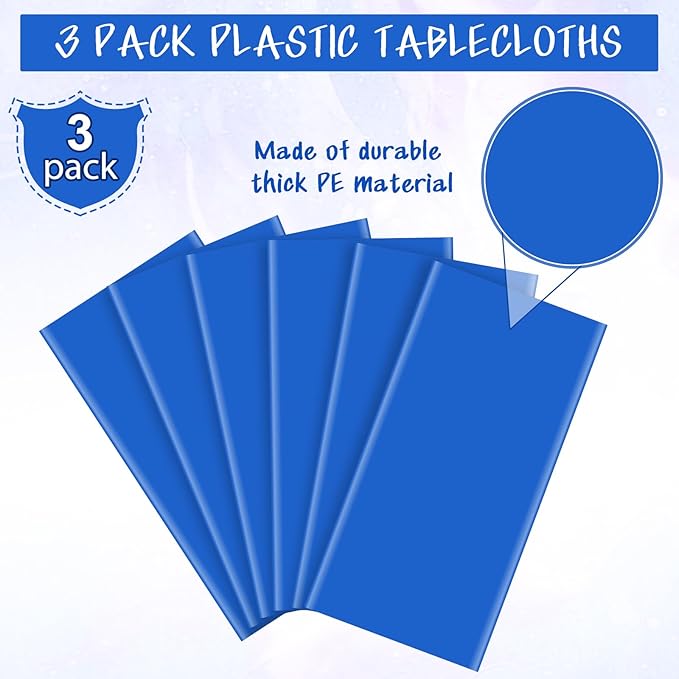 6Pcs Navy Blue Tablecloths,Disposable Plastic Tablecloth,Waterproof Dark Blue Rectangle Table Cover for Graduation Birthdays Weddings Anniversary Party Decorations,54 x 108 Inch