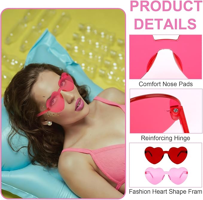 Heart Sunglasses 12/18/24 Pcs Heart Shaped Glasses for Women Cute Funny Party Glasses Party Favors Accessories