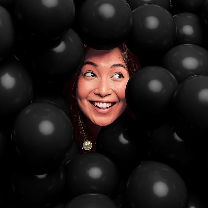 AFTERLOON® Biodegradable Mini Balloons 100 pcs Onyx Black 5 Inch, Matte Color Thickened Extra Strong Latex Helium Float, Baby Shower Gender Reveal Garland Arch Wedding Birthday Party Decorations