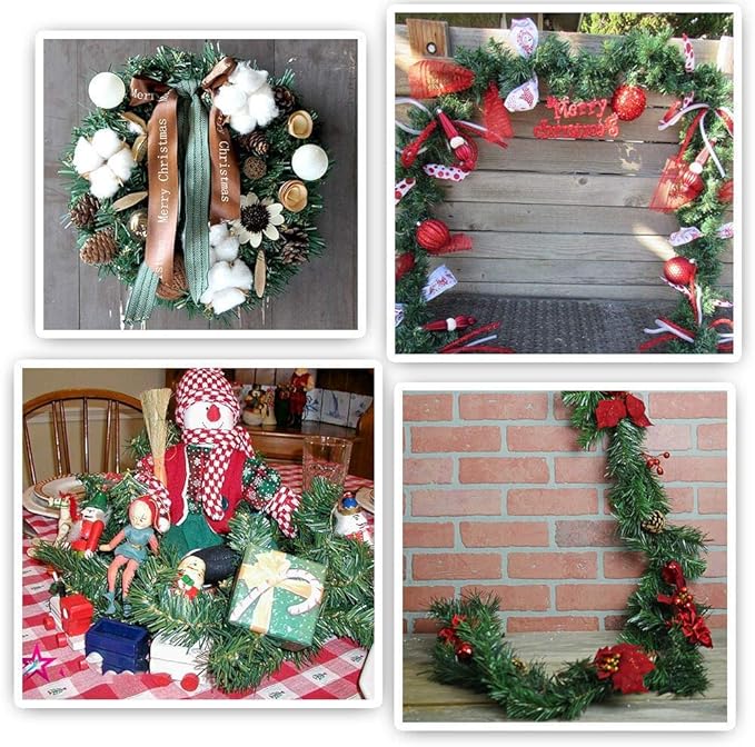 Lvydec 36 Feet Christmas Garland Clearance, 2 Strands Artificial Pine Garland Soft Greenery Garland for Holiday Wedding Party Decoration, Outdoor/Indoor Use