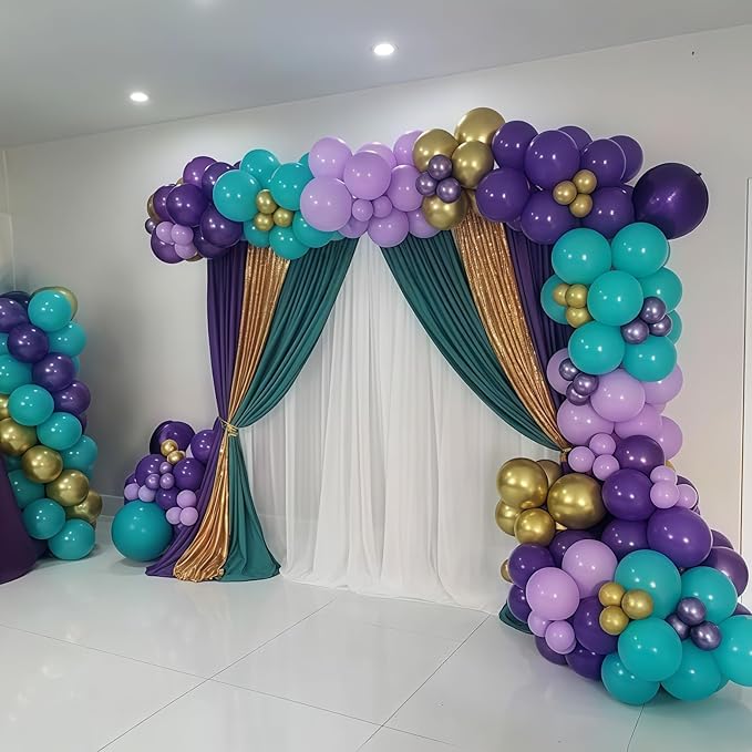Purple and Blue Balloon Garland Kit, Purple Teal Turquoise Metallic Gold Mermaid Latex Balloon Garland Arch Kit for Girls Women Mermaid Birthday Wedding Bridal Baby Shower Party Decorations Supplies