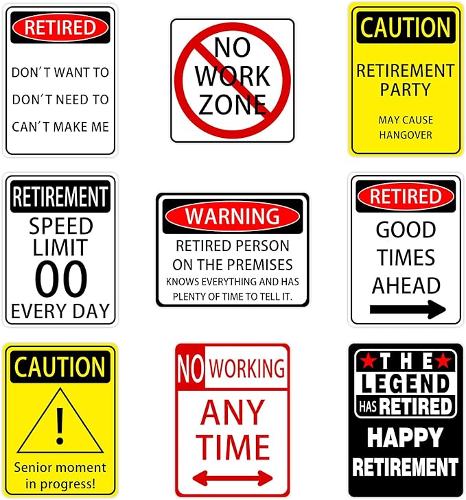 9Pcs Retirement Party Decorations Signs Table Centerpieces Funny Retirement Gifts for Women & Men Picture Props Door Windows Wall Decor Retirement Party