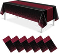 MASHAN 6Pcs Black Maroon Tablecloths, Rectangular Plastic Table Covers, 54x108 Inch, Polka Dot, Stain Resistant, Party Decorations