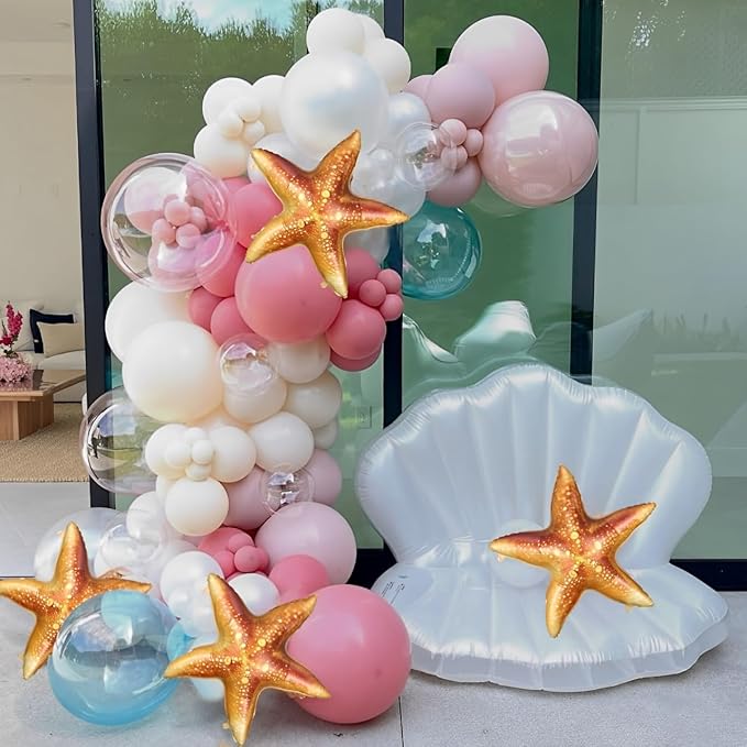 Starfish Balloons 4pcs 26inch Large Inflatable Star Fish Foil Balloon for Ocean Under the Sea Mermaid Themed Birthday Beach Party Decoration