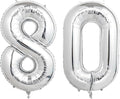 Number Balloons Silver Party Balloon - Giant Number 80 Balloon, 40 Inch Large Balloon for 80th Birthday Decorations, Silver Party Supplies for Anniversary