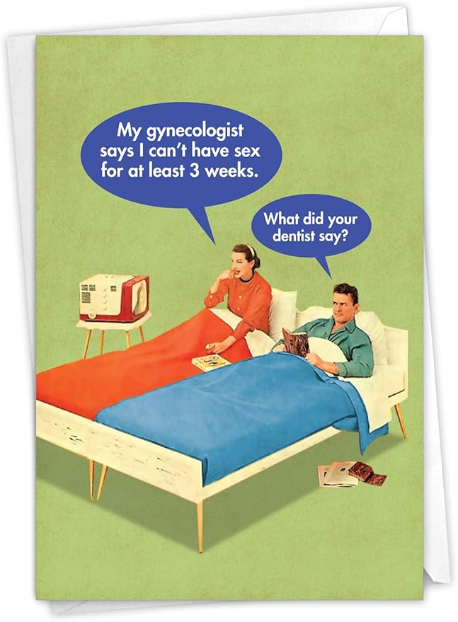 NobleWorks - Humorous Birthday Greeting Card with 5 x 7 Inch Envelope (1 Card) Bday Dentist Say Birthday 5585Z
