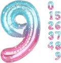 40 Inch Pink Purple Blue Numbers 9 Balloon, Balloons Decorations for 9 19 90 Birthday Party, Engagement, Wedding, Graduations, Photo Shoot Supplies