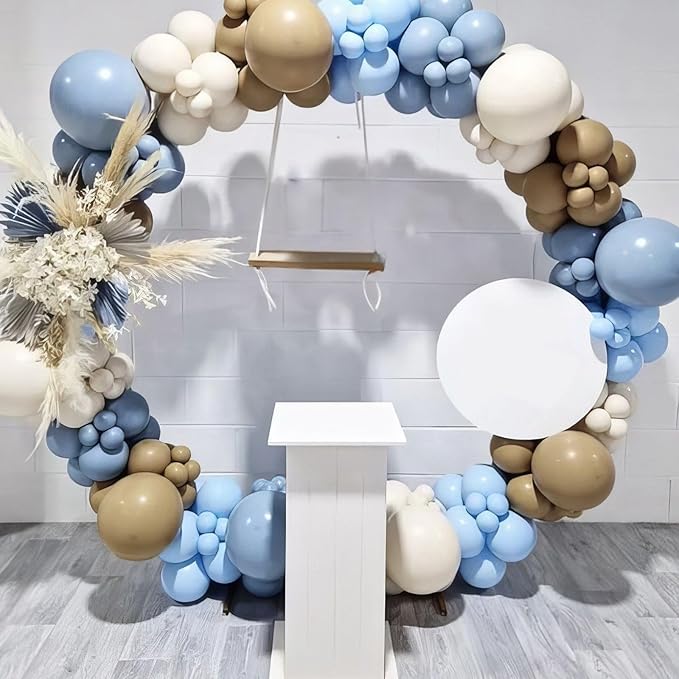 Dusty Baby Blue Balloons, 50Pcs 12 Inch Light Blue White Metallic Gold Confetti Birthday Balloons for Boy Baby Shower Birthday Party Wedding Anniversary Bridal Engagement Graduation Decorations