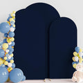 Wokceer Wedding Arch Backdrop Cover 7.2FT, 6.6FT, 6FT Set of 3 Spandex Fitted Navy Blue Arch Covers for Round Top Chiara Arch Backdrop Stands Cover for Birthday Party Ceremony Decor