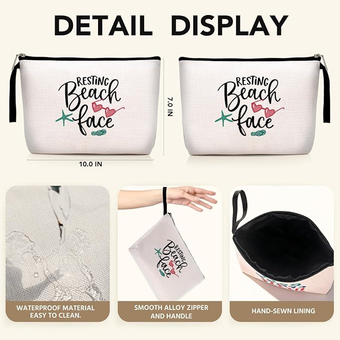 Hanamiya Na Beach Vacation Cosmetic Bag Girls Trip Gifts Favors, Beach Stuff Makeup Bag, Ocean Gifts Weekend Bag, Friendship for Women Girls, Summer Ocean Essentials Survival Kit for Graduation Trip