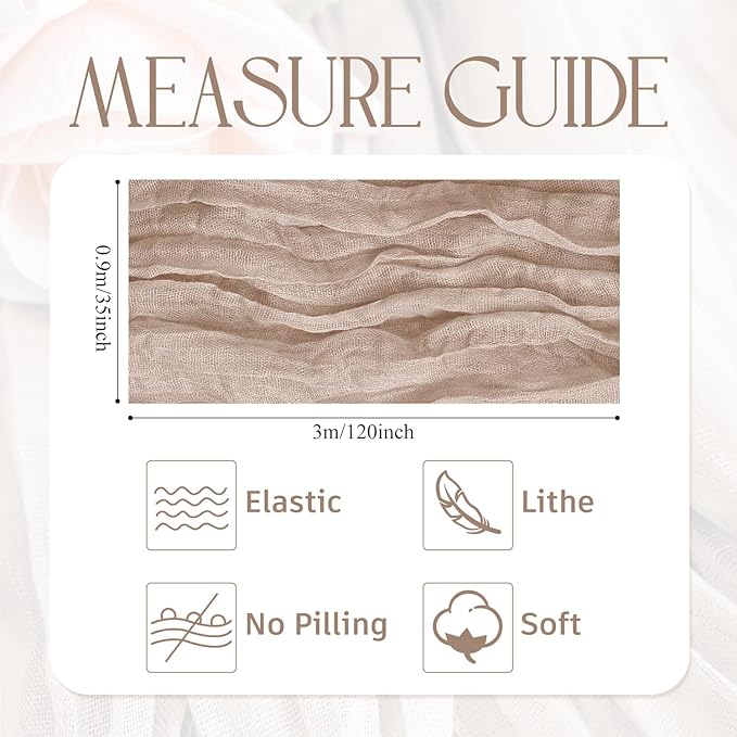 Wokceer Cheesecloth Table Runner 3Pack 10FT Nude Pink Boho Gauze Cheese Cloth Table Runner for Party Long Rustic Sheer Table Runners for Baby Bridal Shower Wedding Easter Table Decor