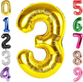 40 Inch Gold Number 3 Balloon, Giant 3 Number Balloons for 3rd Birthday Decorations, Party Supplies for Baby Boy Girl, Gold Party Decor