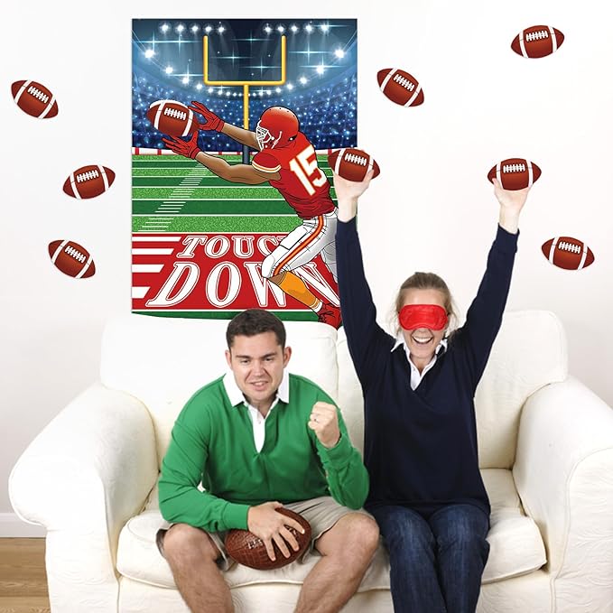Football Party Games for Kids Pin The Football Goalpost Game Post with 24 Stickers Large Party Game Sticker for Classroom School Family Sports Theme Event Decorations Supplies