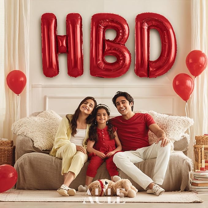 AULE red Letter Balloons D 40Inch Large Giant big Foil Mylar red D Balloon for Birthday Aniversary Party Decorations