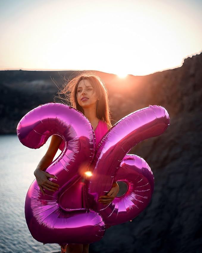 2026 Rosy Purple 40 Inch Mylar Foil Number 6 Balloon, Birthday Balloons for 6 16 Boy Girl Party Decorations Supplies,Rosy Purple Big Helium Balloon Numbers for 26 36 46 60 Men Women Anniversary