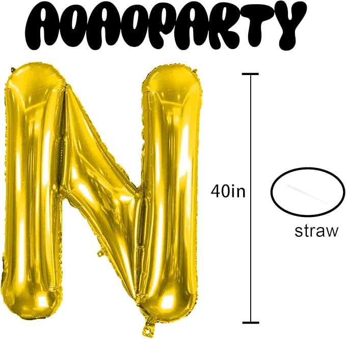 Letter Balloons 40Inch Large Giant big Foil Mylar Gold Balloons N for Birthday Party Decorations