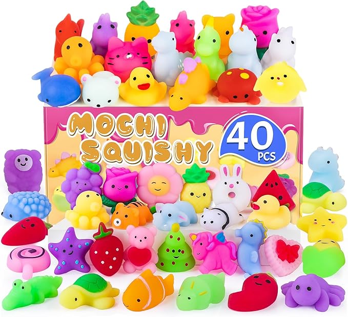 40 Pack Easter Basket Stuffers, Squishy Toys, Mochi Squishy Party Favors for Kids,Kawaii Squishies,Treasure Box Toys for Classroom Prizes, Easter Basket Gifts Goodie Bags Fillers Birthday Gift