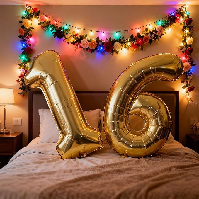 40 Inch Large Foil Helium Number Balloon Birthday Wedding Party 0-9 (Pale Gold, 6)