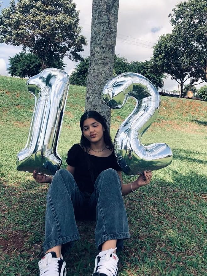 40 Inch Number 1 Balloon, Silver Balloons for Birthday Party Decoration, Foil Number 1 Ballon for 1, 10, 11, 12, 13, 21, 100 Celebration, Boy and Girl Birthday, Baby Shower, Anniversary Decor