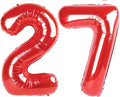 Red 27 Balloons Number, Large Happy 27 Birthday Decoration for Men & Women 2 7 27 72, Foil Number Balloons for Wedding Graduation Celebration Anniversary Supplies