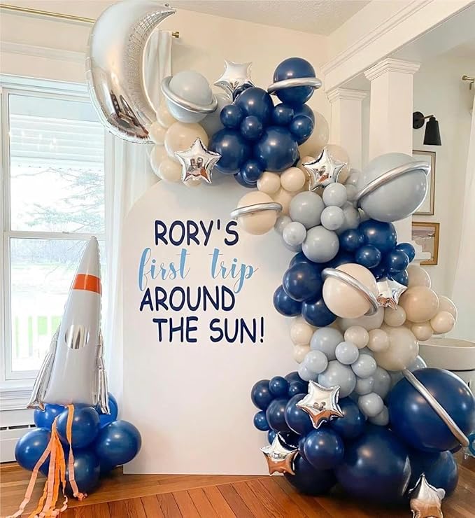 Blue White Silver Balloons Garland Arch Kit, 141Pcs Latex Balloons Different Sizes 18 12 10 5 Inch for Birthday Anniversary Graduation Wedding Party Decorations