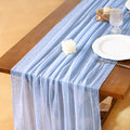 Socomi 6pcs Blue Easter Spring Gauze Cheesecloth Table Runner 120 Inch Rustic Boho Cheese Cloth Runner for Wedding Party Baby Bridal Shower Centerpiece Decoration Holiday Home Decorations