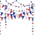 Decor365 4th of July Patriotic Decorations Set Glitter Star Streamers Pennant Bunting Banner Red White Blue Garland for Independence Day Veterans Labor Day Decor Holiday Memorial Day Party Supplies