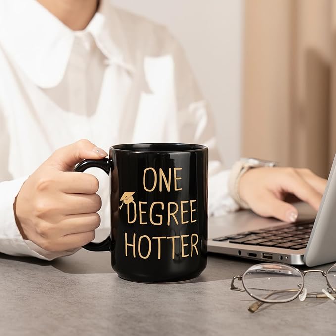 Graduation Gifts for Her, Him - 15oz Ceramic One Degree Hotter Mug - 2026 Funny College, Masters Degree, Phd, Nursing & Nurse, High School Grad Gifts for Women Men, Graduation Party Decorations