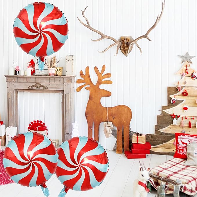 Candy Balloons Christmas Balloons Windmill Balloon Red Windmill Candy Balloon for Christmas Party Birthday Party Supplies Decorations Xmas New Year Party Decorations Ballons Party 3pcs