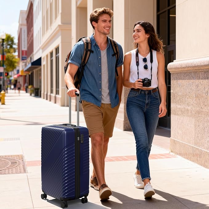 21 Inch Carry On Luggage, ABS Hardside Suitcase with Spinner Wheels, Airline-Approved Cabin Luggage with TSA Security Lock, Expandable Travel Suitcase for Flights, Business Trips & Weekend Vacations