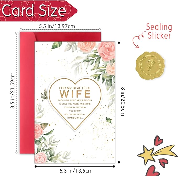Happy Wife Birthday Card from Husband, Best Birthday Gift Ideas for Her, Funny Birthday Gifts for Wife