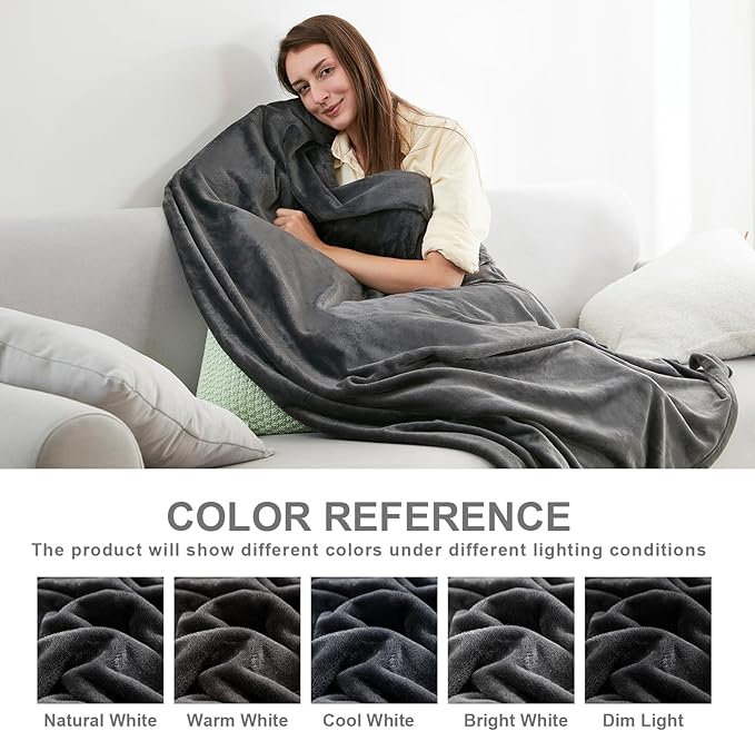Hansleep Fleece Queen Blanket for Bed Fleece Charcoal, Queen Size Super Soft Flannel Fuzzy Plush Cozy Blanket for All Seasons, Charcoal, Queen 90x90 Inches