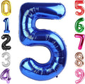 40 Inch Metallic Blue Number 5 Balloon, Giant 5 Number Balloons for 5th Birthday Decorations, Party Supplies for Baby Boy Girl, Metallic Blue Party Decor