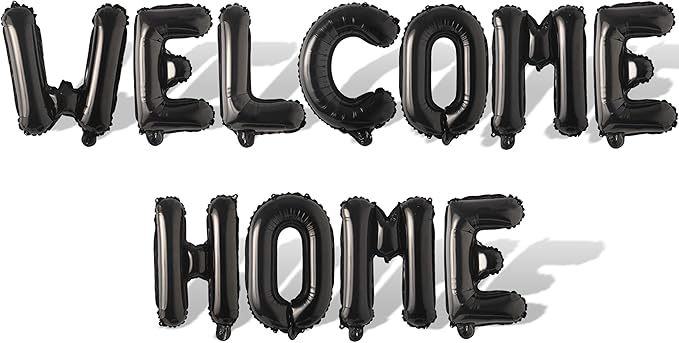 2 Set 22Pcs Black WELCOME HOME Letter Balloons 16in Balloon Foil Letter Decorations Party Decor Black Letter Balloons WELCOME HOME Party Supplies