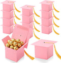 TaoBary 12 Pieces Graduation Candy Box Graduation Decorations Party Gift Boxes Graduate Cap Box Candy Chocolate Cookie Supplies for Ceremony Party(Pink)