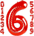 Number 6 Balloon 40 Inch, 6 7 Six Seven Birthday Decorations, 6th Birthday Balloon for Men Women, Red 16 60 61 65 Numbers Balloons Graduations Anniversary Supplies