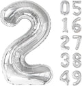 Silver 40 Inch Big Number Balloon Birthday Decoration, Number 2 Helium Balloon 12 20 22 23 24 26 2025 New Years Celebration, Boy Girl Baby Anniversary Party Graduations Supplies Decorations