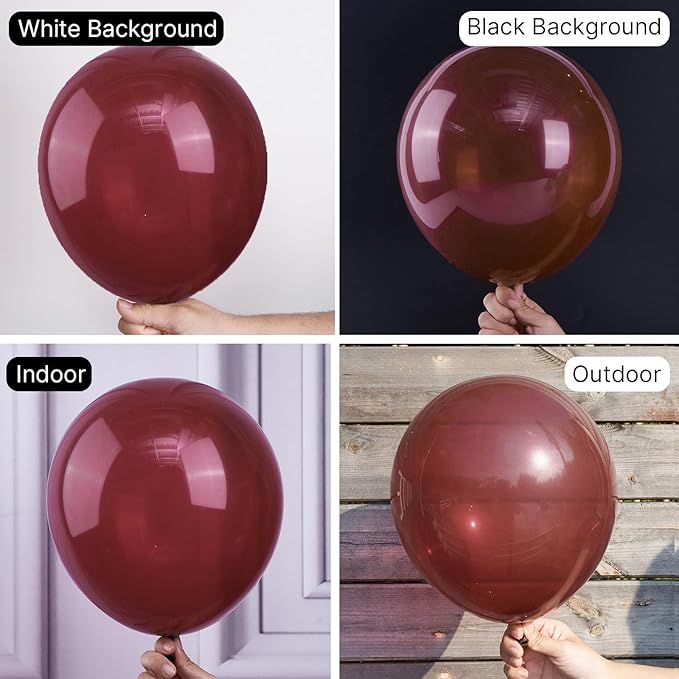 PartyWoo Burgundy Balloons 50pcs 12 Inch Dark Chestnut Red Maroon Helium Balloons for Graduation Wedding Thanksgiving Birthday Bachelorette Citizenship Strawberry Theme Party Decorations Red-Y62