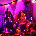 YAOZHOU Halloween Decorations String Lights Orange and Purple Indoor 30LED with Black Gauze Timer, 8 Mode Battery Operated 9.9Ft Creepy Cloth Spooky Lights, Gothic Party Room Decor (2Pack)