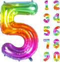 Number Balloon | Number 5 Balloon for 5th Rainbow Birthday Decorations | Giant Multicolor Mylar 5 Balloon Number - 40 Inch | Big Foil Colorful 5 Birthday Balloon for Anniversary Party Supplies Favors