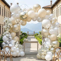 White Balloon Arch Double Stuffed Sand White Gold Pearl Bobo Balloons Light Gold Silver Latex Balloon Garland for Birthday Wedding Baby Shower Bridal Shower Baptism Party Decor