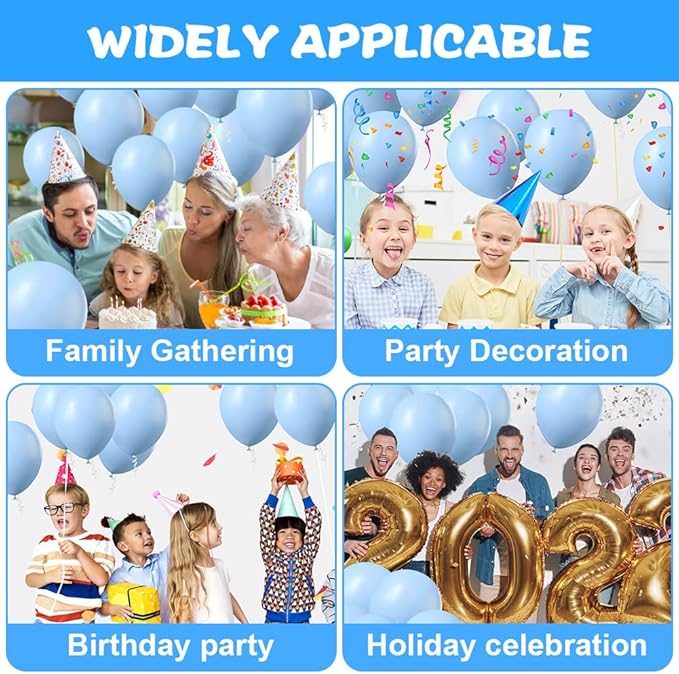 Ainiv 60 Blue Latex Number Balloons, 12inch, for Party Decorations, Birthday, Graduation, Wedding, Baby Shower