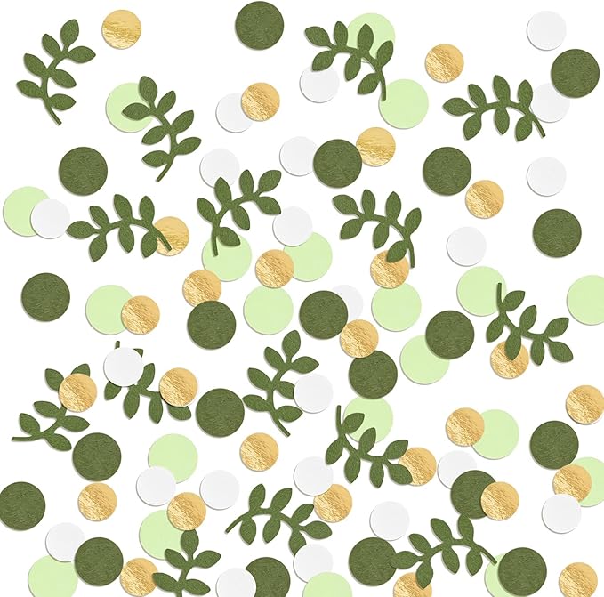 210 Pcs Baby Shower Confetti Greenery Glitter Table Decorations Eucalyptus Golden Scatter Country Nature-Theme Party St.Patrick's Day Wedding Christmas Supplies