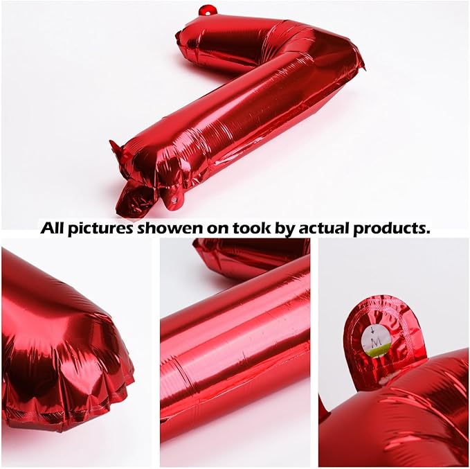 [20 Pcs] 16" Red Foil Number Balloons (2 sets of 0-9) - Mylar Aluminum Hanging Decorations for Graduation, Birthday, Christmas & New Year's Eve Parties
