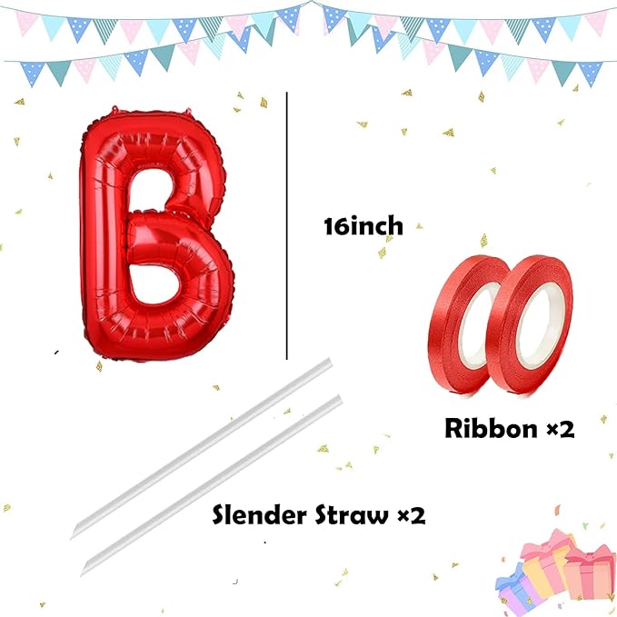 16 Inch Letter Balloons Mylar Foil Alphabet Letter A-Z Balloons Set for Wedding Birthday Party Decoration Banner(26pcs Pack,) (Red)