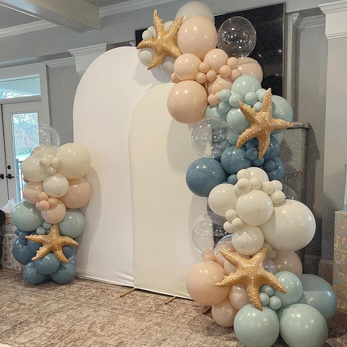 Ocean Under the Sea Birthday Party Decorations 153Pcs Shark Balloon Garland Arch Kit Dusty Blue Green White Sand Balloon with Shark Foil Balloons for Kids Boys Shark Week Ocean Animals Baby Shower