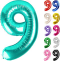 Teal Number 9 Balloon 40 Inch, 9 Balloon Number, 9th Birthday Decorations, Teal Party Supplies for Boys Girls