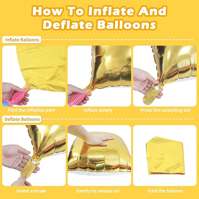 75PCS Mylar Gold Square Foil Balloons Wall Tunnel Backdrop Double Sided with Gold Balloons Arch Garland Kit for Birthday Graduation Anniversary Party Decorations